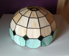 Vintage Tiffany Style Lamp Shade Stained Glass Leaded 30cm diameter