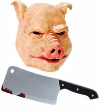 Horror Pig Mask with Cleaver