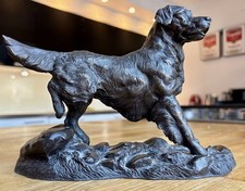 Vintage Cold Cast Bronze Heredites Golden Retriever Dog JS211