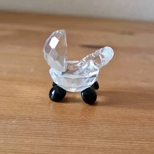 Crystal glass pram ornament - glass,