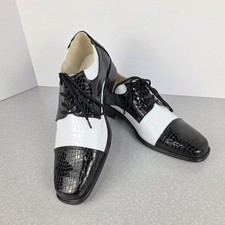 Funtasma Mens 50's Black & White Oxford Gangster Halloween Shoes M 10-11 Disco