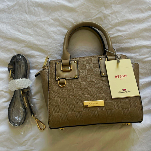 Bessie taupe check faux - bessie,