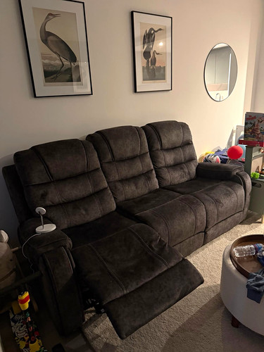 Grey leather seater recliner - grey,