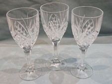 Royal Doulton Lead Crystal Set of 3 'Cidese' Cut Pattern Wine Glasses GC