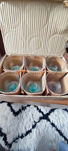Set six vintage footed - vintage, art