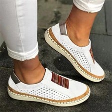 Womens Slip On Pumps Trainers Loafers Ladies Sneaker Flat Casual Shoes Size UK