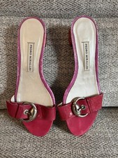 Pedro Miralles Pink Kitten Heel Buckle Sandals Size 40 (6.5-7)