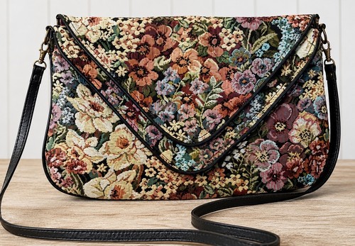 Vtg floral tapestry crossbody - floral,