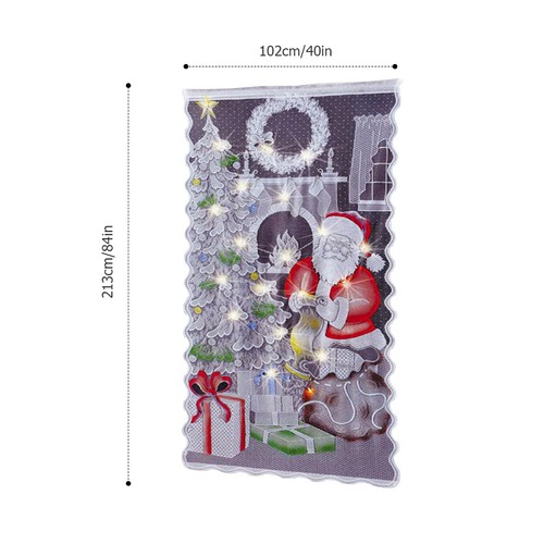 Led lighted santa lace curtain - lighted,