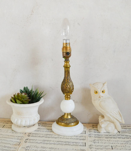 Vintage white marble brass - marble, &