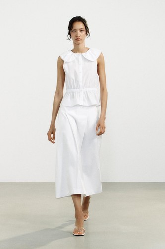 Zara white pleated midi skirt - ,