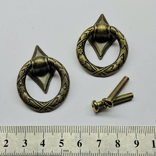 Antique brass pull ring handle - ring,