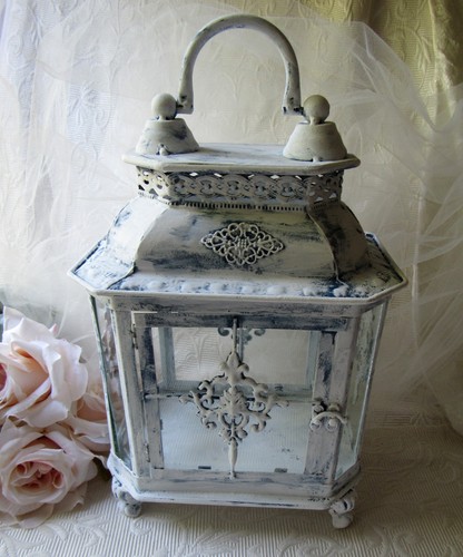 Candle lantern whitewashed - candle, lantern,whitewashed