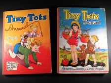 2x Tiny Tots Annuals 1952 & 1954 - Original Vintage Collectable Childrens Books