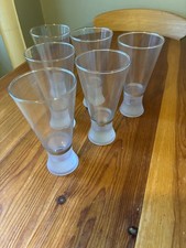 Drinking Glasses, Fluted, Set Of 6 - Solid Frosted Base