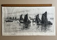 Australia vs England Yacht Race on The Medway 1898 W Monk, Etching on Vellum