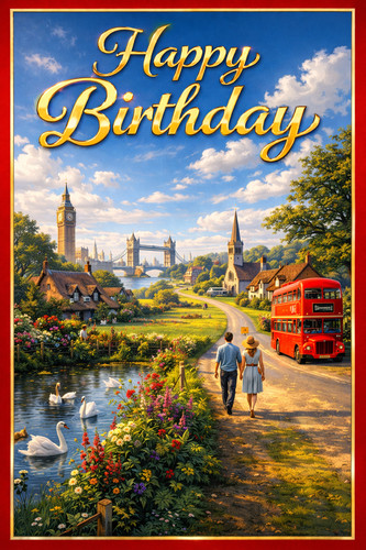 London red bus - london, birthday