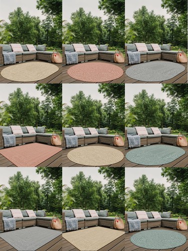 Outdoor woven rug - rug, round