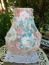 Large Vintage Lamp Shade Floral Rose Pattern Tasseled Sanderson Material 32cm