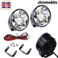 Pair 2x Universal Car Van Bus Front LED Lights 12V Spot Fog Halogen Round Lamps