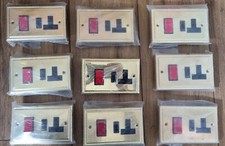 9x Volex 45A Brass Georgian Rope design Switched Cooker Point & 13A plug socket 