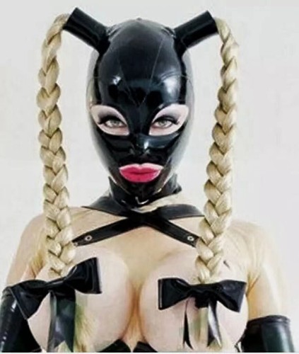 Latex hood blond ponytail - blond,