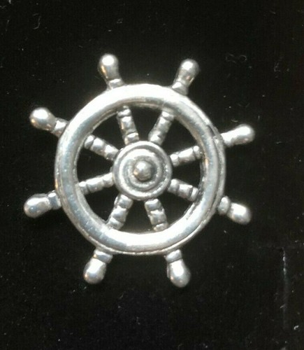 Ships wheel helm pin badge - ships,