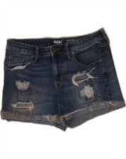 MOSSIMO Womens Mid Rise Distressed Denim Shorts US 8 Medium W29 Blue AC01