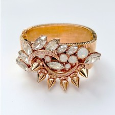 Chunky MAWI Crystal Bangle Bracelet with Studs & Spikes Rose Gold