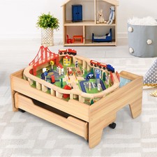 Kids Wooden Train Track Table