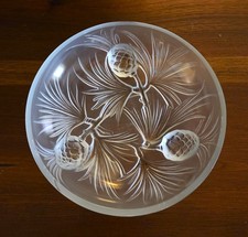 Vintage Verlys 1930s Frosted Glass Pinecone Bowl with Pinecone Feet 6.25"