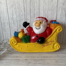 Vintage 1999 Santa Sleigh Blow Mold Lighted Christmas Decoration  (1)