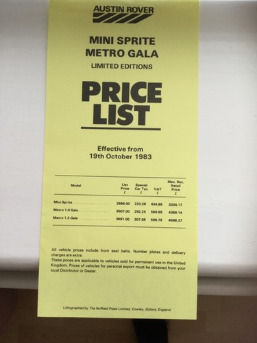Vintage mini sprite metro - ,