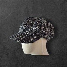 SHANDON 100% Wool Irish Tweed Beret Hat Gatsby Flat Oversized Cap Black Mix