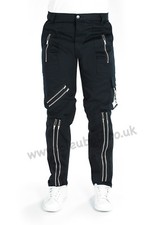 BLEUBOLT Black Punk Rock Goth Bondage Zip Pants Trousers