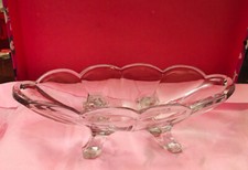 BOWL ART GLASS CHIPPENDALE KRYS TOL VINTAGE OVAL FOOTED EARLY 20th CENTURY VGC