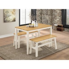 Dining Table Bench Set White
