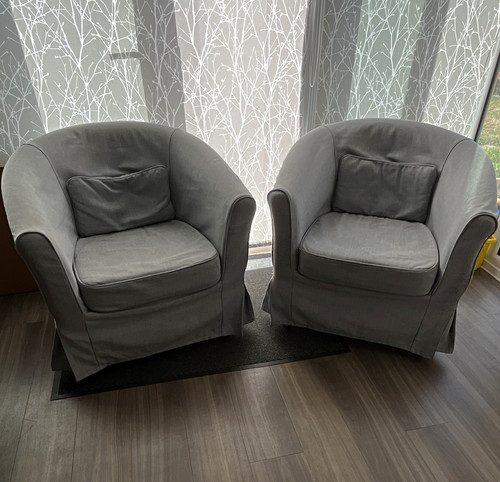 Two ikea tub chairs grey - two,