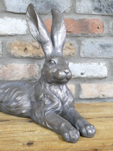 Large silver laying hare - large,