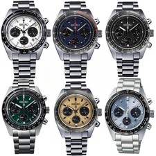 Seiko Mens Stainless Steel Watch Waterproof Chronograph Analog Quartz Wristwatch