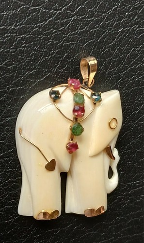 14k gold elephant charm - elephant, with