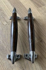 Vintage Door / Cupboard Handle 1960s Bullet Shape Style Brown/Chrome x 2 (157) 
