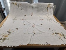 Vintage MADEIRA Embroidered  Tablecloth  50x50 Inches