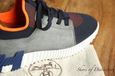 Hermes Navy Canvas Grey Suede