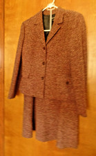 Vintage 2 pc women's KASPER SUIT sz 14 jacket & skirt Burgundy with white specks