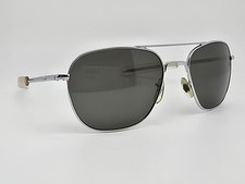 American Optical AO Pilot Silver Frame Grey Glass Lens Aviator Sunglasses 57mm