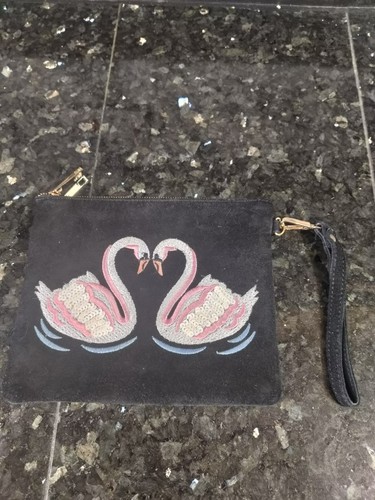 Clutch bag real leather - bag, suede
