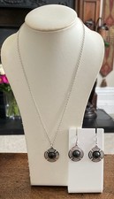 Hallmarked Sterling Silver Rare Preseli Bluestone Stonehenge Pendant & Earrings
