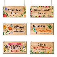Personalised Wooden Hanging Plaque Garden Sign Summer House Shed New Home Gift