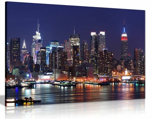 Manhattan skyline night - skyline, canvas